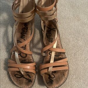 Sam Edelman Metallic and Tan Strappy Sandals